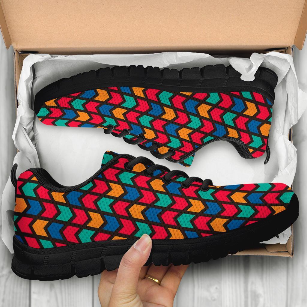 Zig Zag Colorful Pattern Print Sneaker Shoes For Men Women-grizzshop