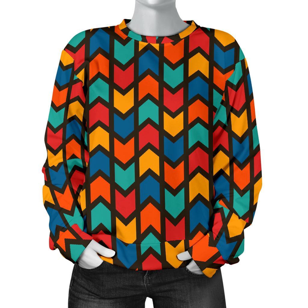 Zig Zag Colorful Pattern Print Women's Sweatshirt-grizzshop