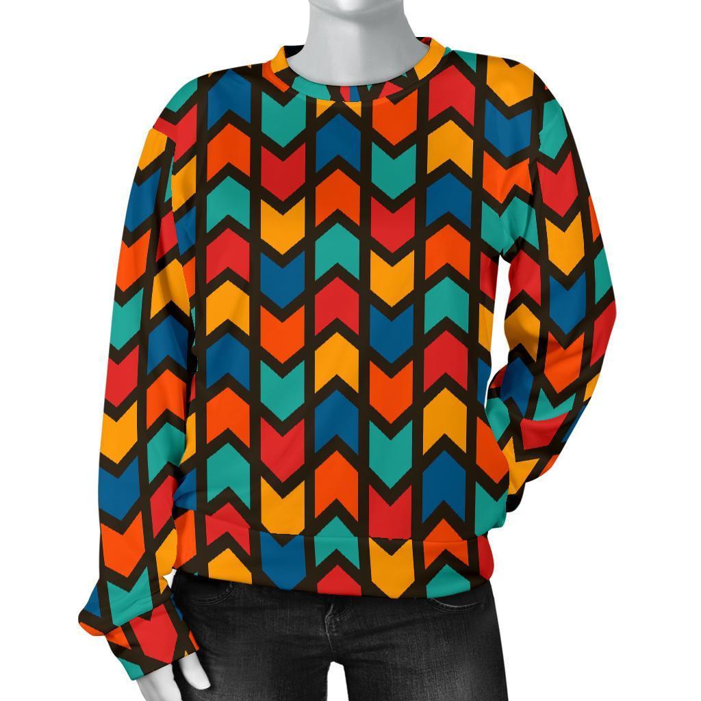 Zig Zag Colorful Pattern Print Women's Sweatshirt-grizzshop