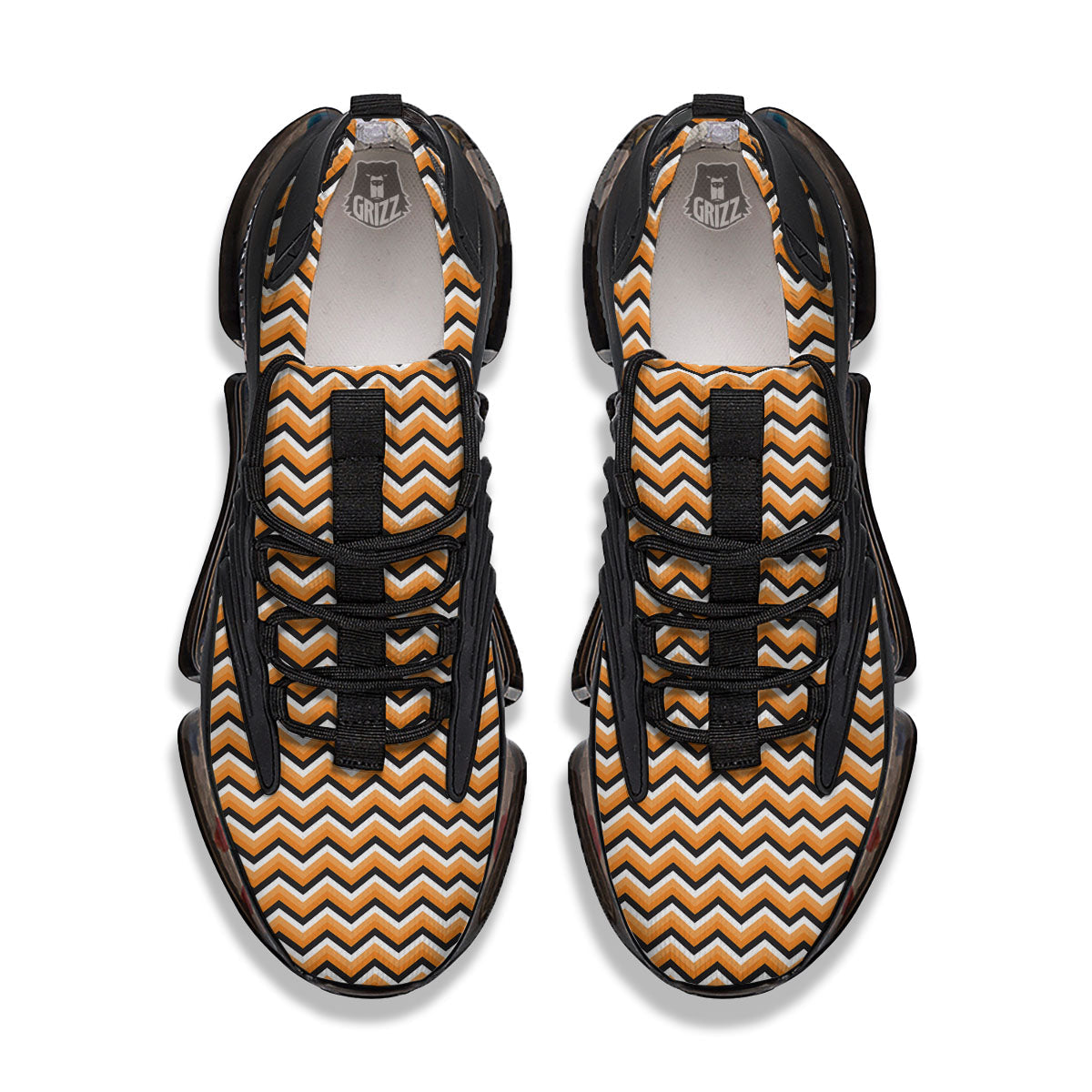 Zig Zag Halloween Print Pattern Black Gym Shoes-grizzshop