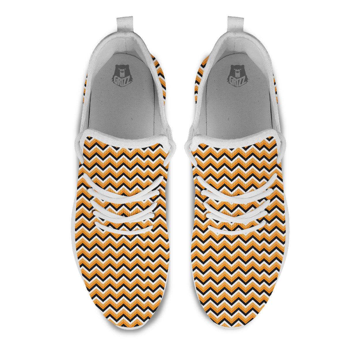 Zig Zag Halloween Print Pattern White Athletic Shoes-grizzshop