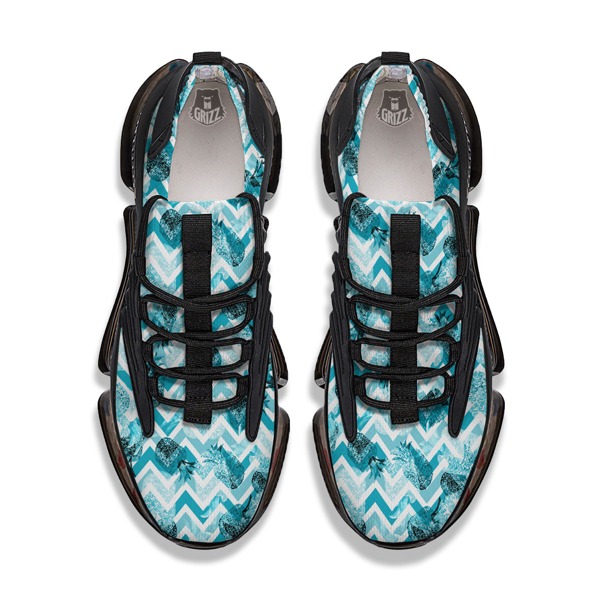 Zig Zag Pastel Pineapple Print Pattern Black Gym Shoes-grizzshop