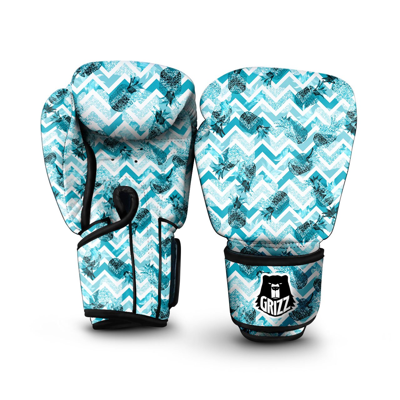 Zig Zag Pastel Pineapple Print Pattern Boxing Gloves-grizzshop
