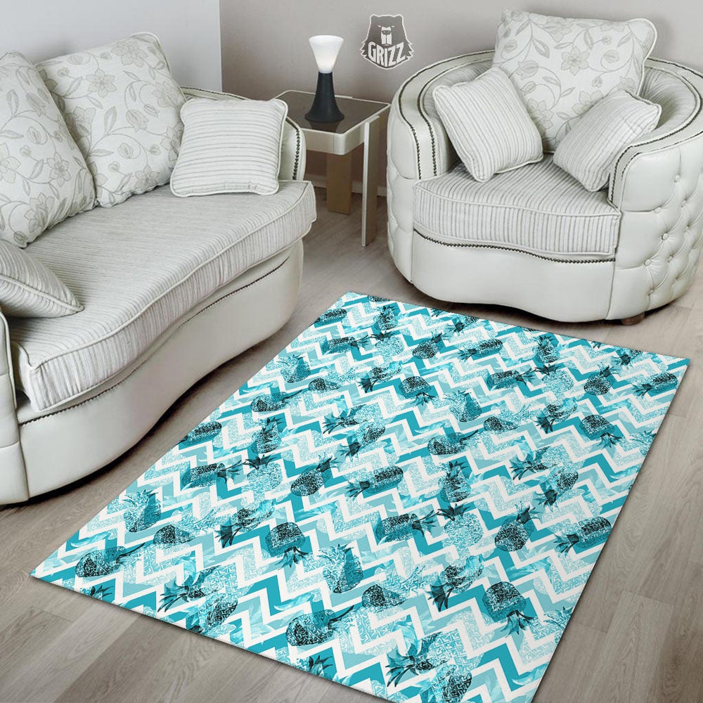 Zig Zag Pastel Pineapple Print Pattern Floor Mat-grizzshop