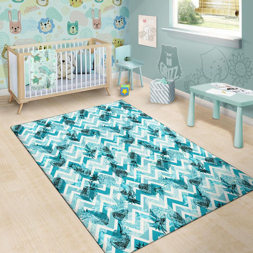 Zig Zag Pastel Pineapple Print Pattern Floor Mat-grizzshop