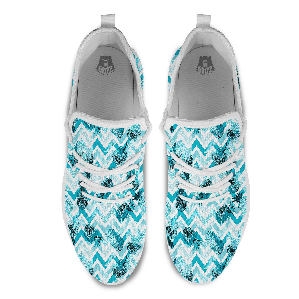 Zig Zag Pastel Pineapple Print Pattern White Athletic Shoes-grizzshop