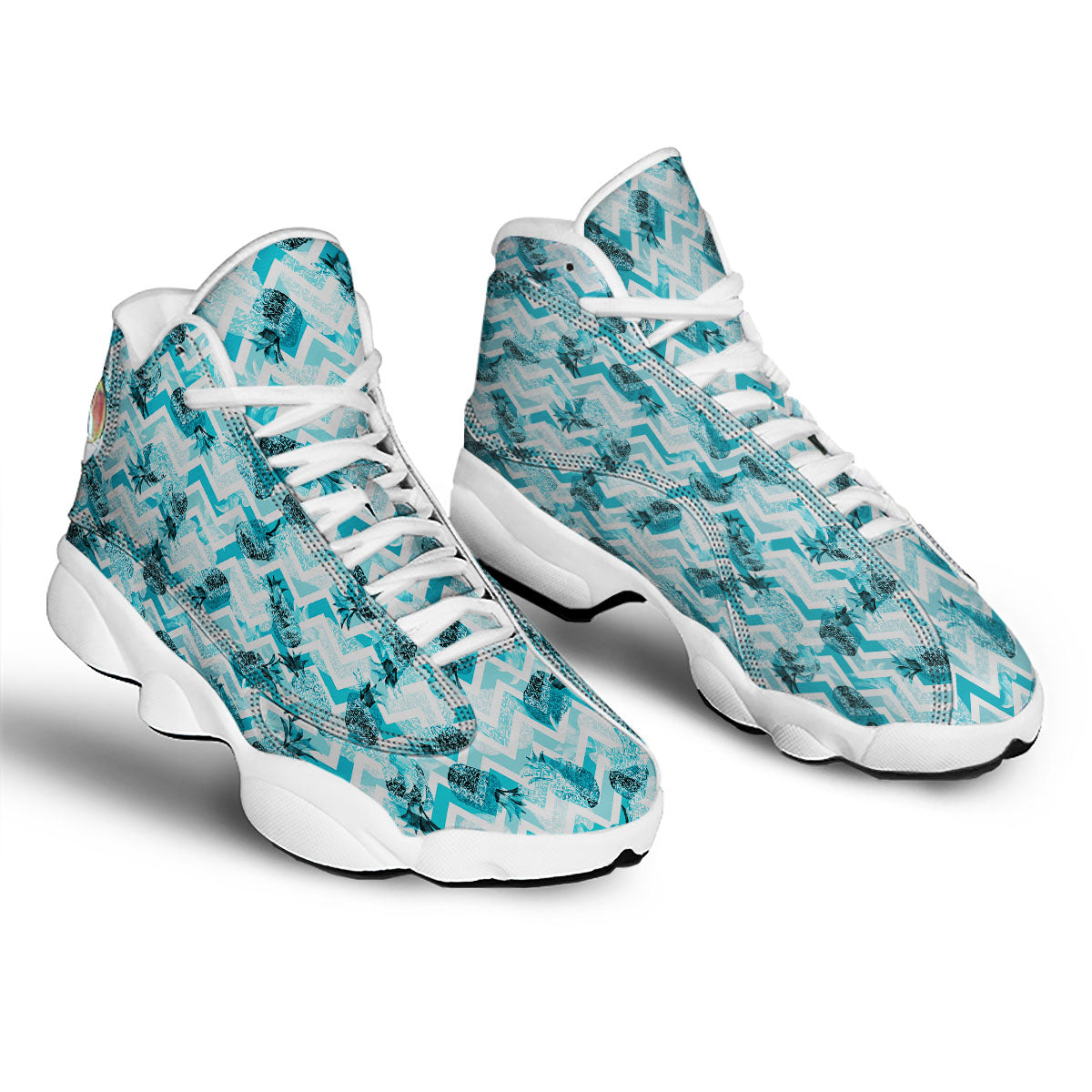 Zig Zag Pastel Pineapple Print Pattern White Basketball Shoes-grizzshop