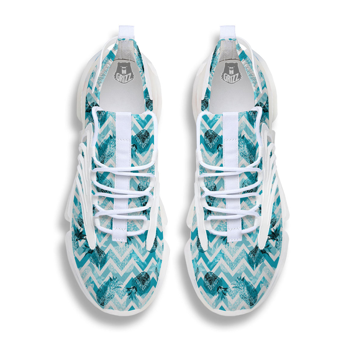 Zig Zag Pastel Pineapple Print Pattern White Gym Shoes-grizzshop