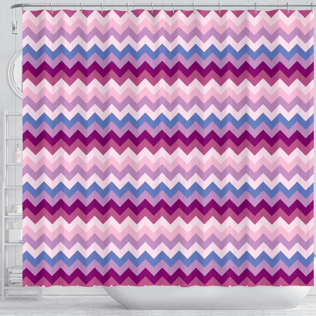 Zig Zag Pattern Print Bathroom Shower Curtain-grizzshop