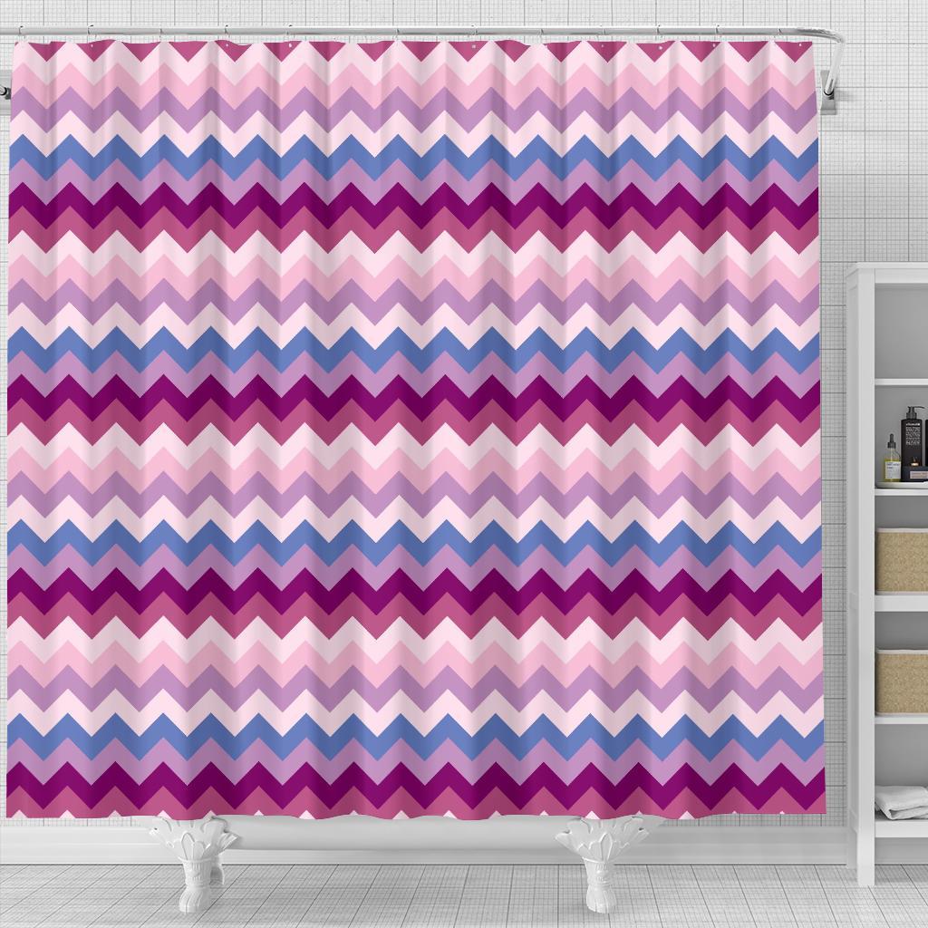 Zig Zag Pattern Print Bathroom Shower Curtain-grizzshop