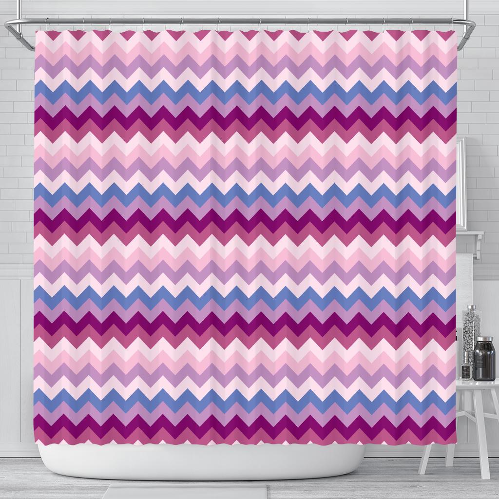 Zig Zag Pattern Print Bathroom Shower Curtain-grizzshop