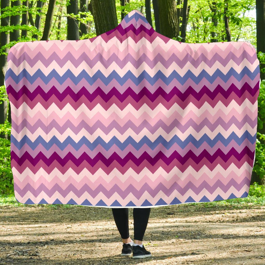 Zig Zag Pattern Print Hooded Blanket-grizzshop