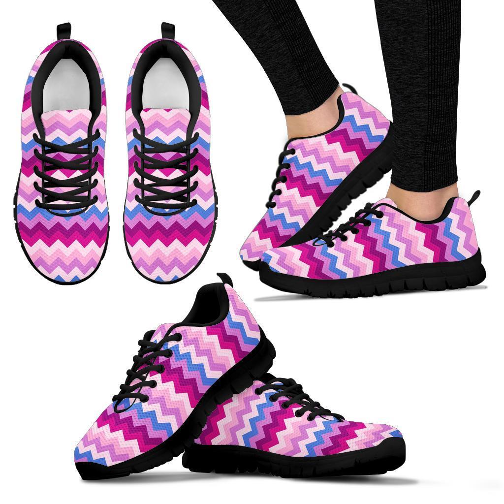 Zig Zag Pattern Print Sneaker Shoes For Men Women-grizzshop