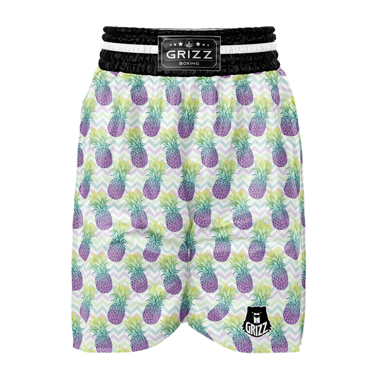 Zig Zag Pineapple Bright Print Pattern Boxing Shorts-grizzshop