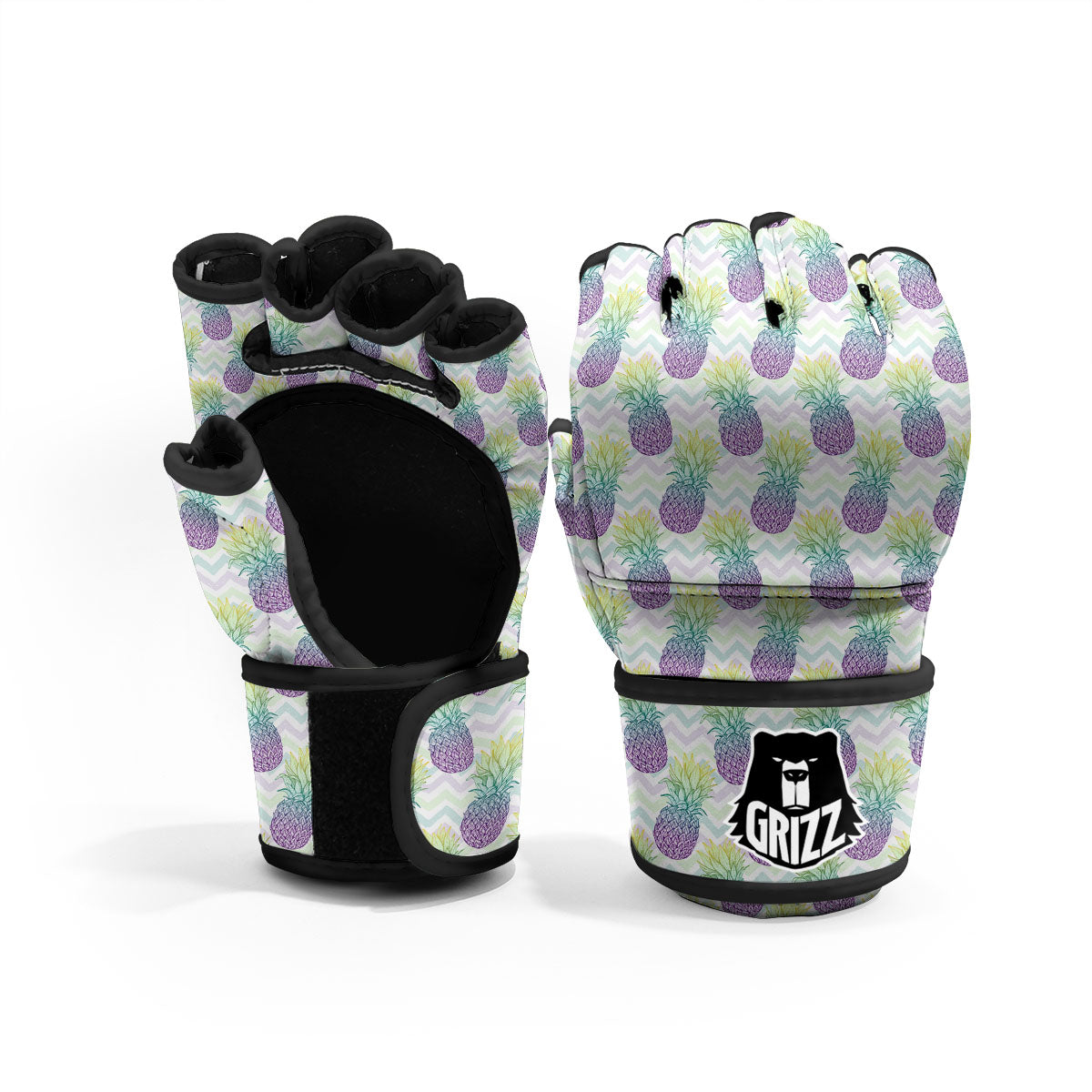 Zig Zag Pineapple Bright Print Pattern MMA Gloves-grizzshop