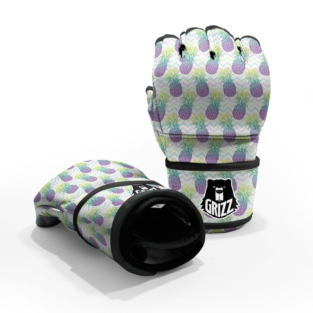 Zig Zag Pineapple Bright Print Pattern MMA Gloves-grizzshop