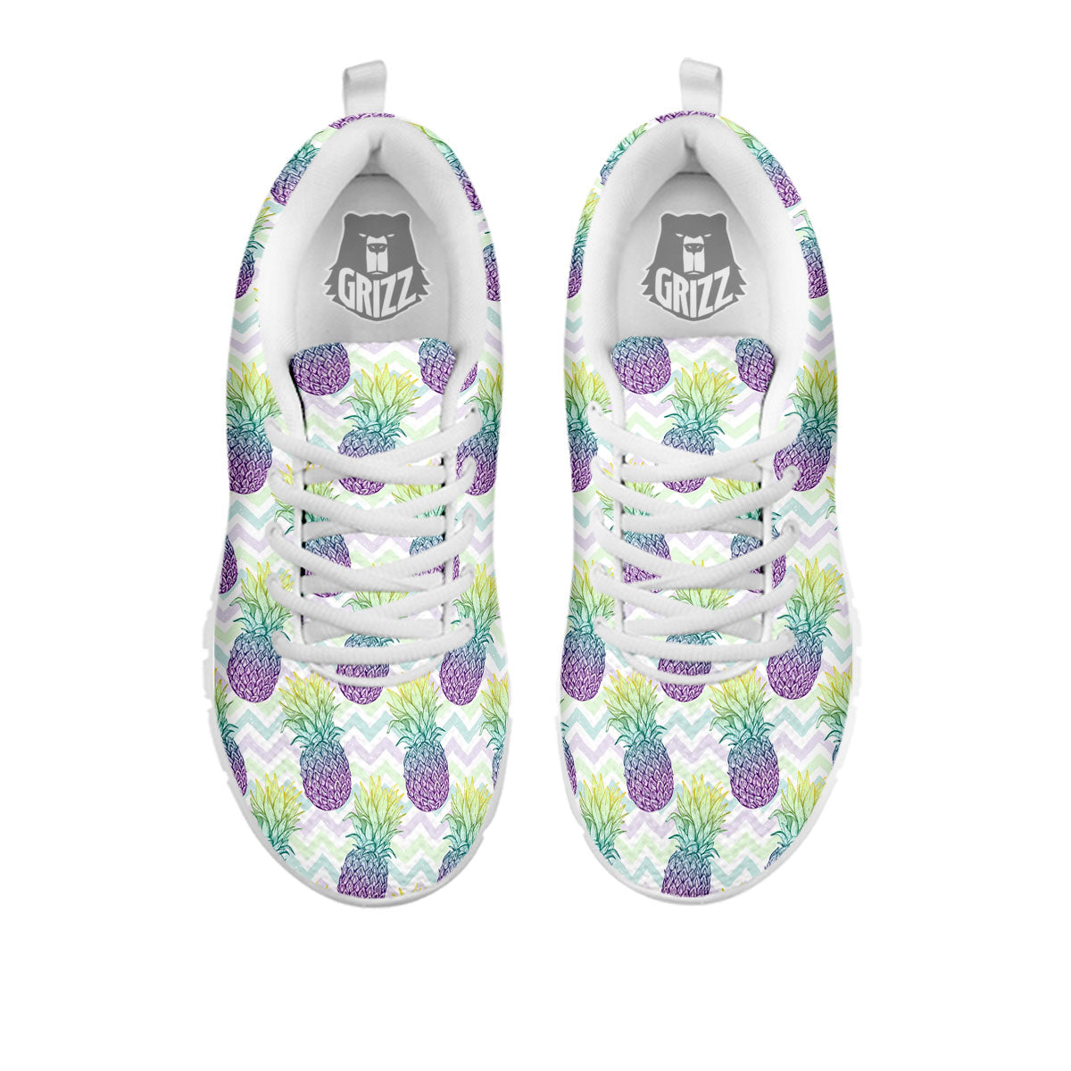 Zig Zag Pineapple Bright Print Pattern White Sneaker-grizzshop
