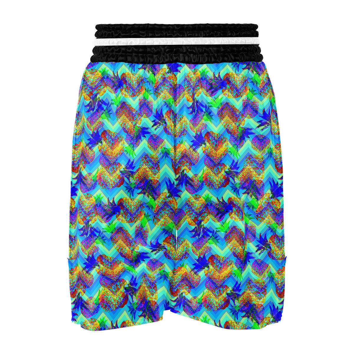 Zig Zag Pineapple Neon EDM Print Pattern Boxing Shorts-grizzshop