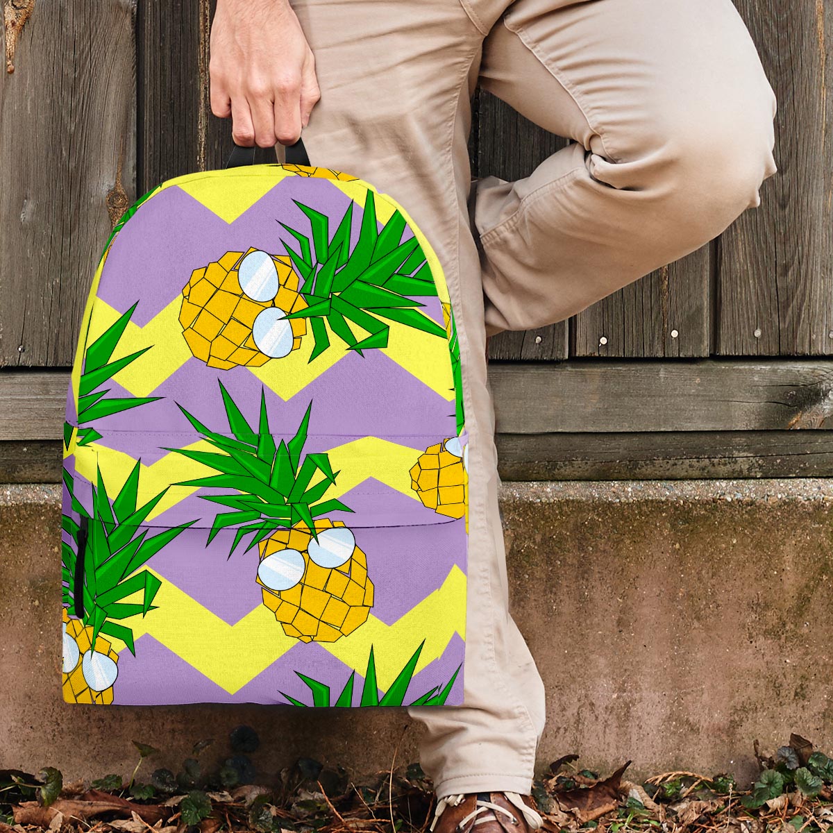 Zig Zag Pineapple Print Backpack-grizzshop