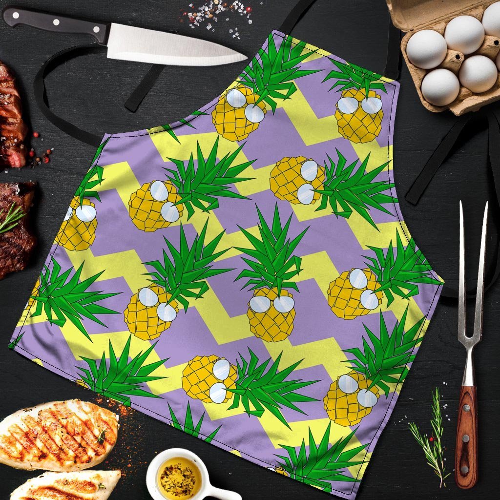 Zig Zag Pineapple Print Men's Apron-grizzshop