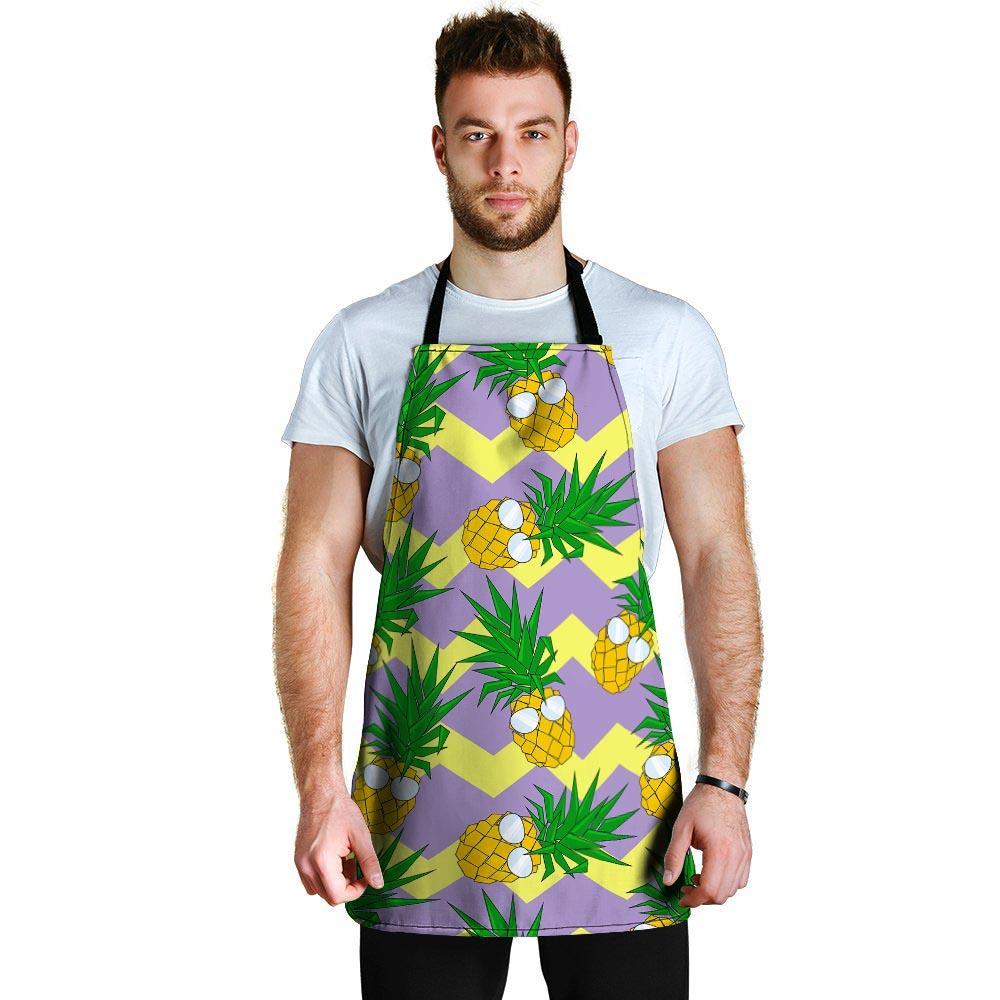 Zig Zag Pineapple Print Men's Apron-grizzshop