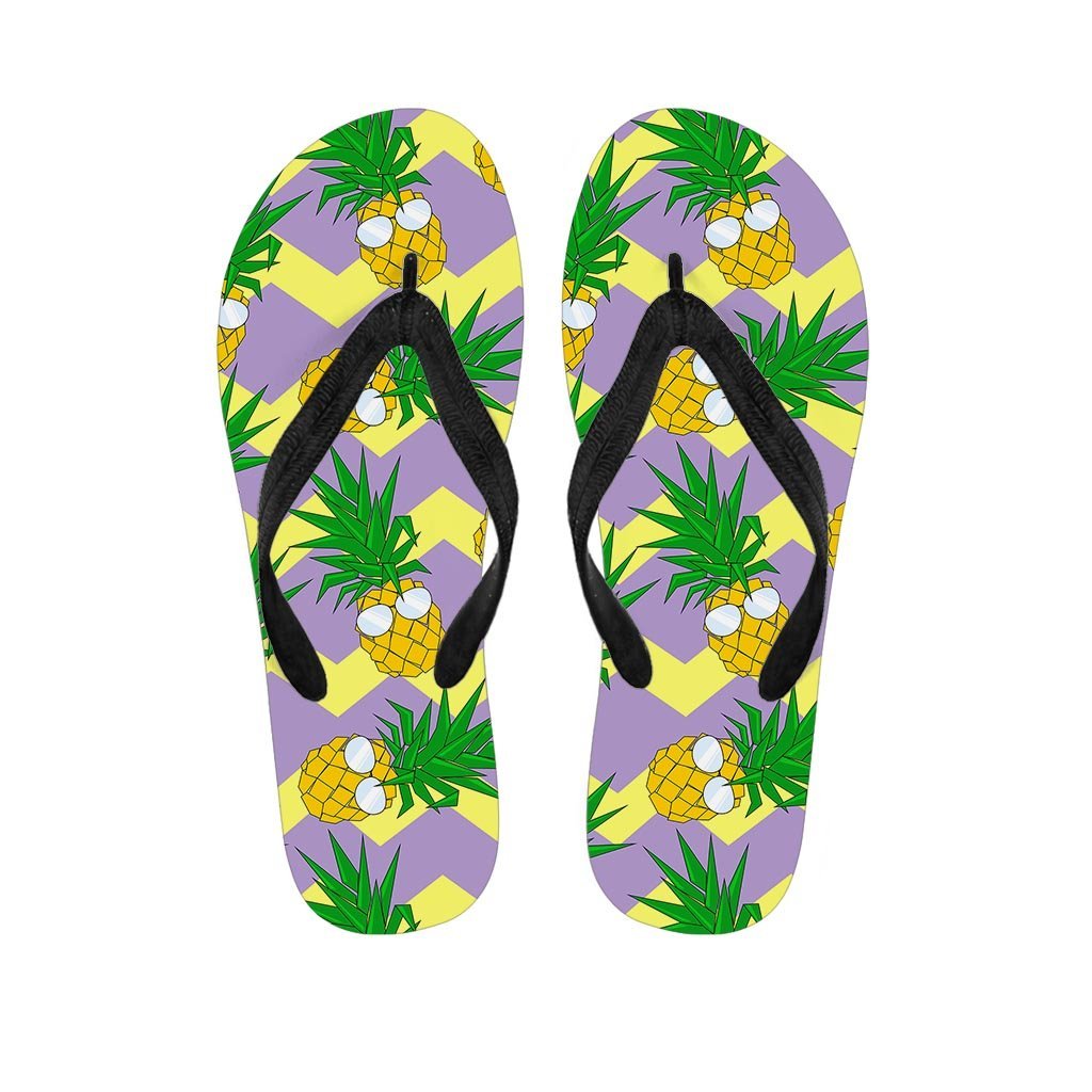 Zig Zag Pineapple Print Men's Flip Flops-grizzshop