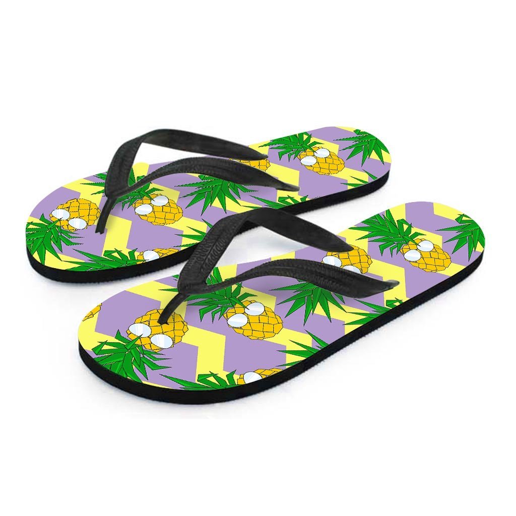 Zig Zag Pineapple Print Men's Flip Flops-grizzshop