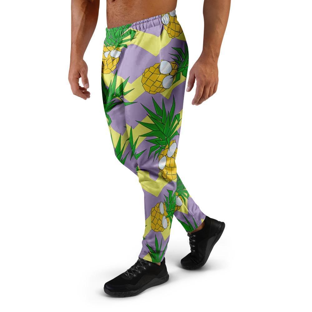 Zig Zag Pineapple Print Men's Joggers-grizzshop