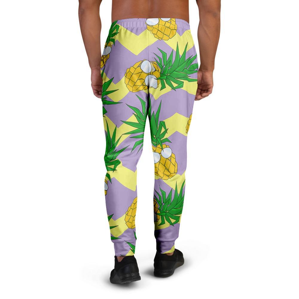 Zig Zag Pineapple Print Men's Joggers-grizzshop