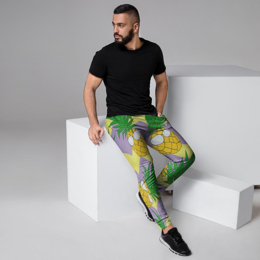 Zig Zag Pineapple Print Men's Joggers-grizzshop