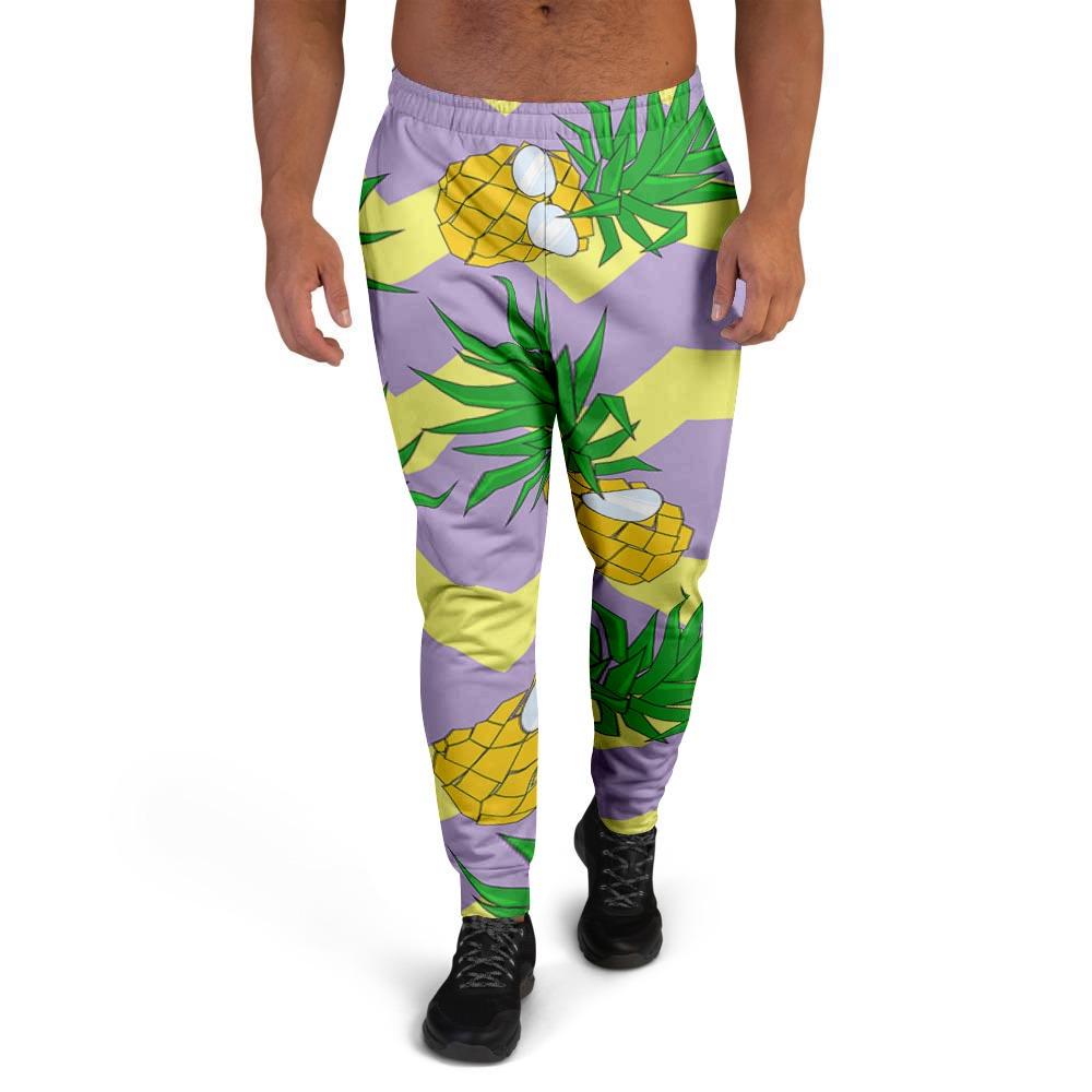 Zig Zag Pineapple Print Men's Joggers-grizzshop