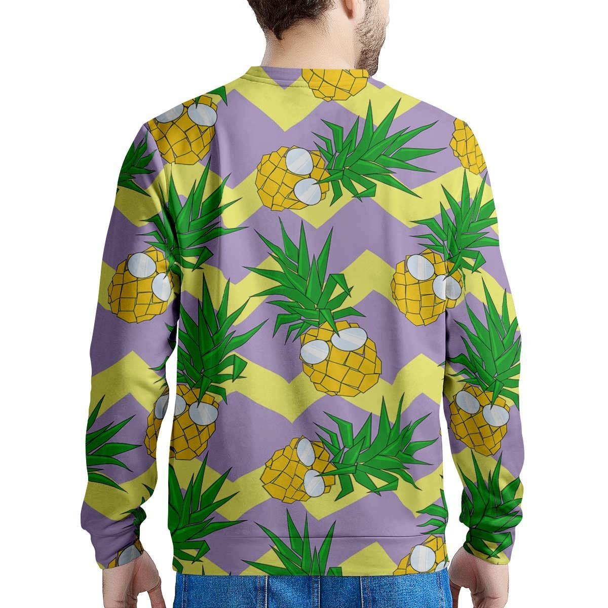Zig Zag Pineapple Print Men's Sweatshirt-grizzshop