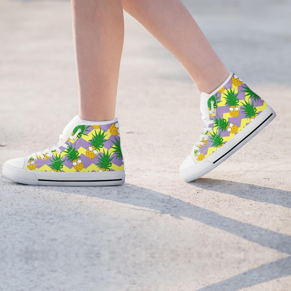 Zig Zag Pineapple Print Women's High Top Shoes-grizzshop