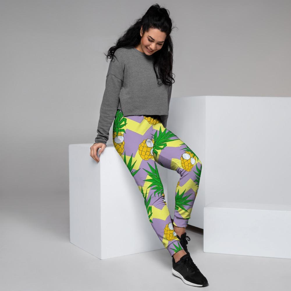 Zig Zag Pineapple Print Women's Joggers-grizzshop