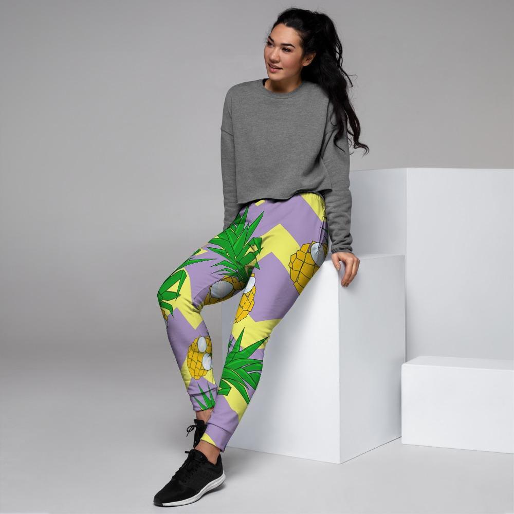 Zig Zag Pineapple Print Women's Joggers-grizzshop