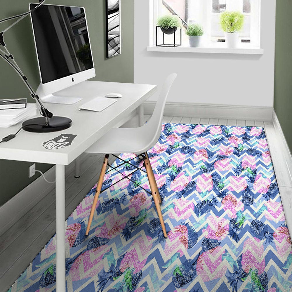 Zig Zag Pineapple Purple Print Pattern Floor Mat-grizzshop