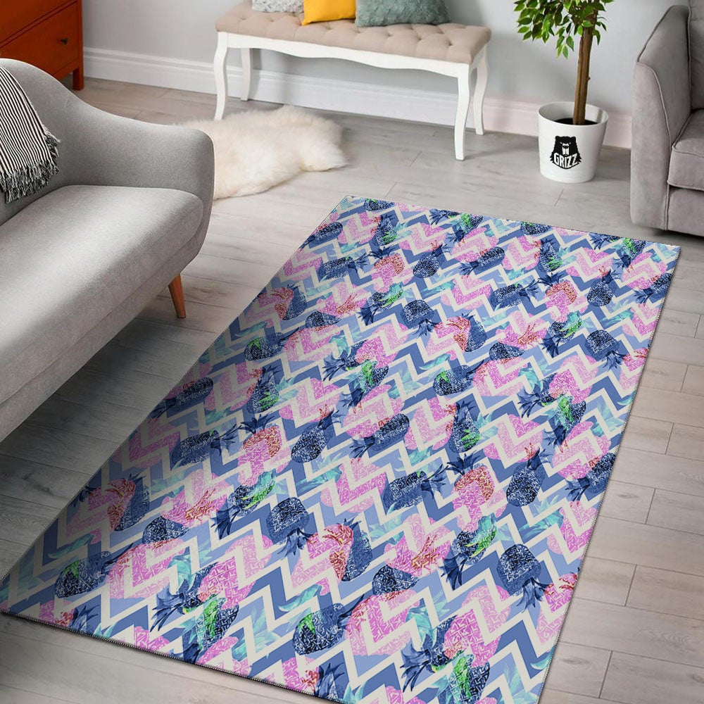 Zig Zag Pineapple Purple Print Pattern Floor Mat-grizzshop
