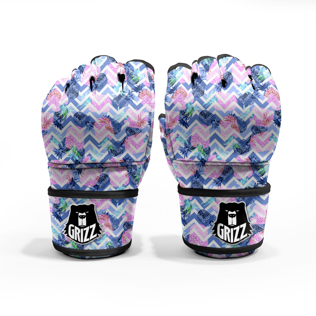 Zig Zag Pineapple Purple Print Pattern MMA Gloves-grizzshop