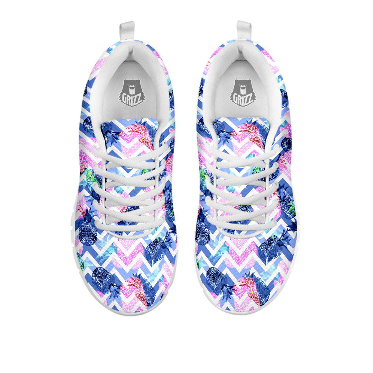 Zig Zag Pineapple Purple Print Pattern White Sneaker-grizzshop