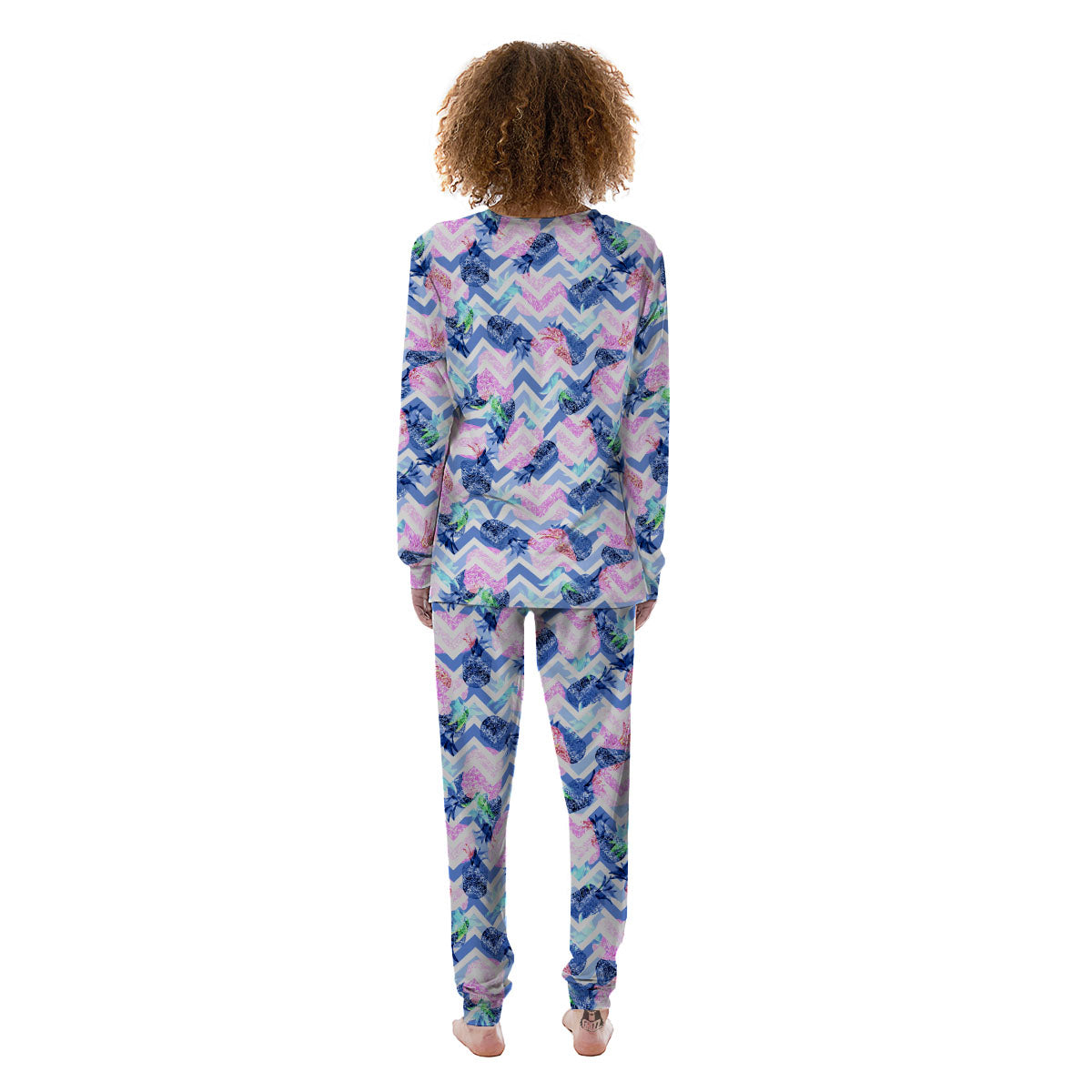 Zig Zag Pineapple Purple Print Pattern Women's Pajamas-grizzshop