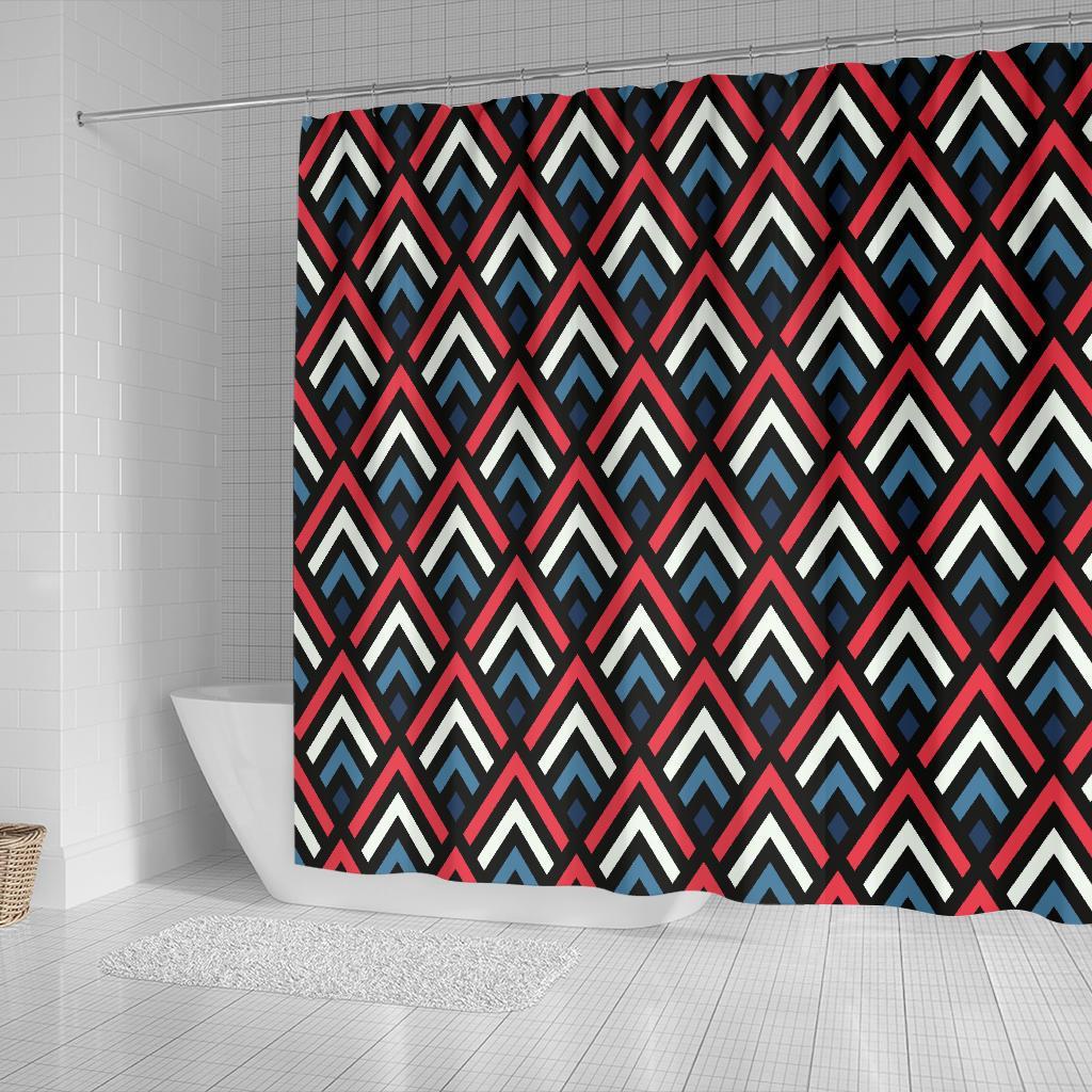 Zig Zag Print Pattern Bathroom Shower Curtain-grizzshop