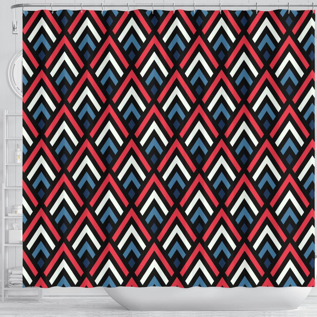 Zig Zag Print Pattern Bathroom Shower Curtain-grizzshop