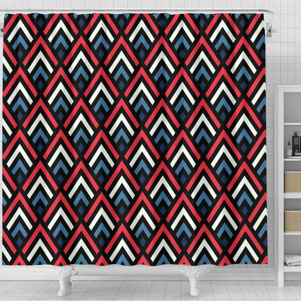 Zig Zag Print Pattern Bathroom Shower Curtain-grizzshop