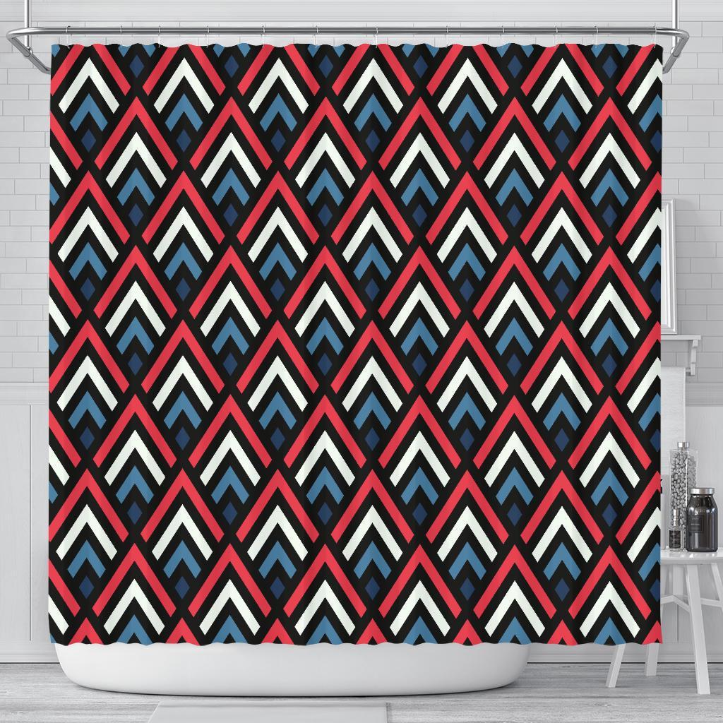Zig Zag Print Pattern Bathroom Shower Curtain-grizzshop