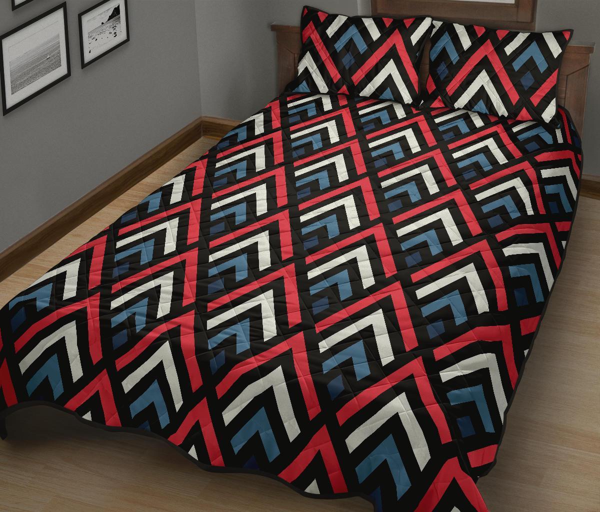 Zig Zag Print Pattern Bed Set Quilt-grizzshop