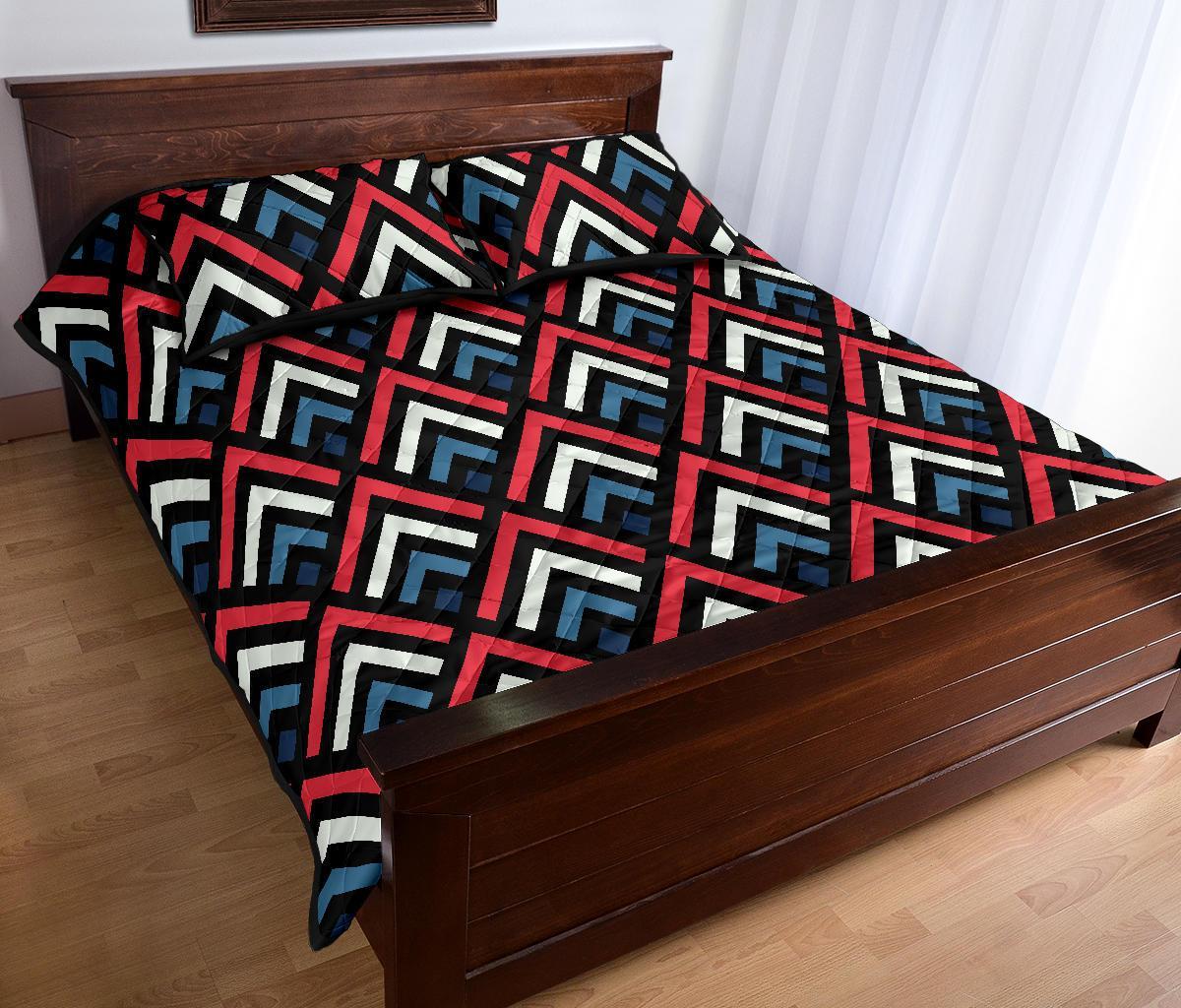 Zig Zag Print Pattern Bed Set Quilt-grizzshop