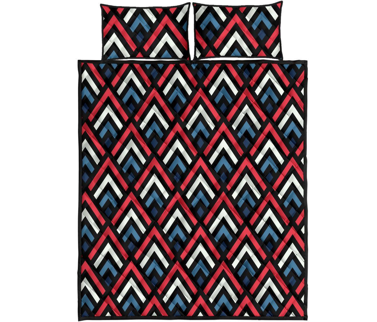 Zig Zag Print Pattern Bed Set Quilt-grizzshop