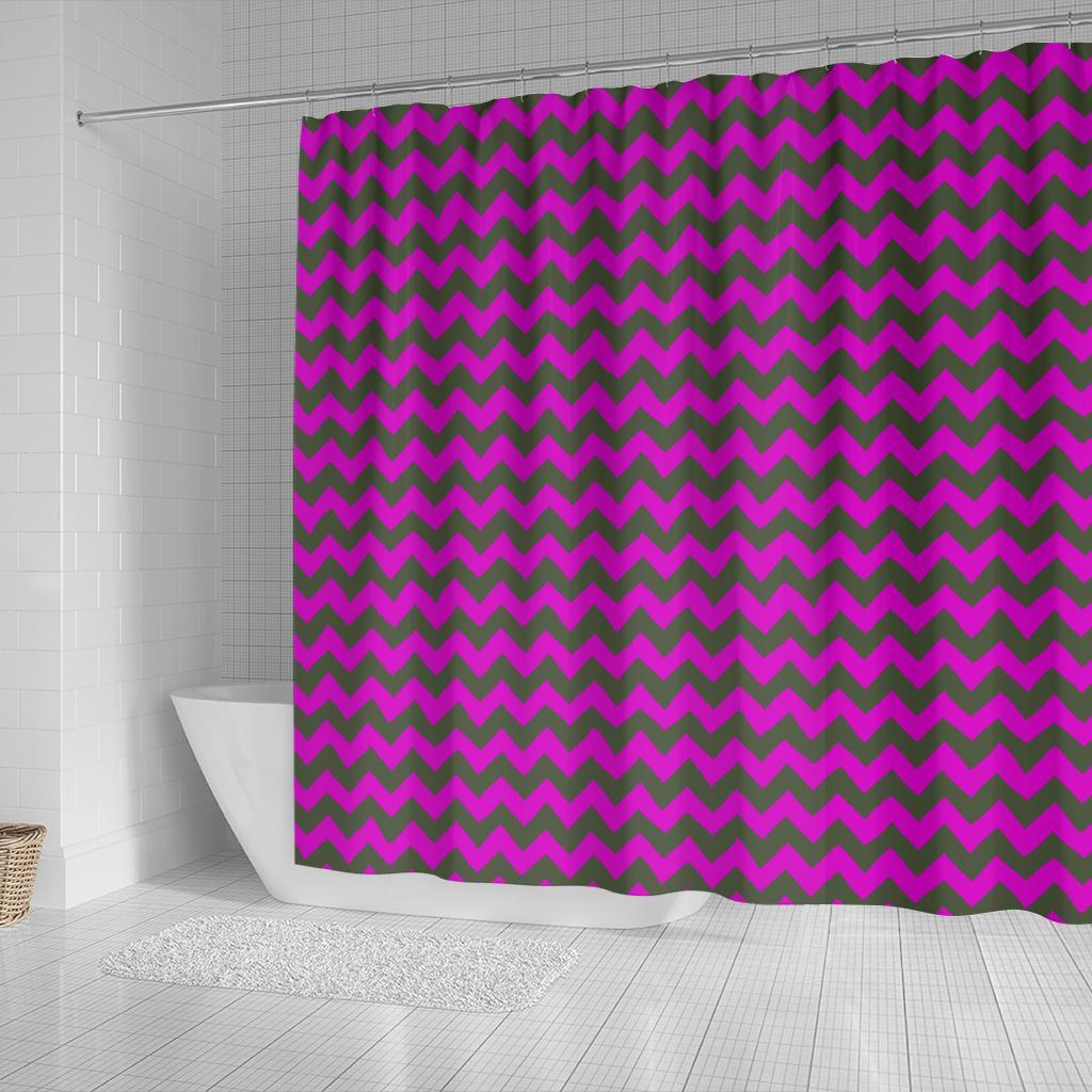 Zig Zag Purple Pattern Print Bathroom Shower Curtain-grizzshop