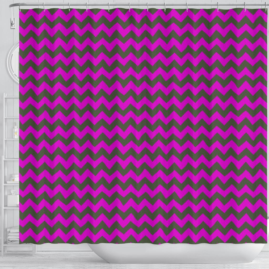 Zig Zag Purple Pattern Print Bathroom Shower Curtain-grizzshop
