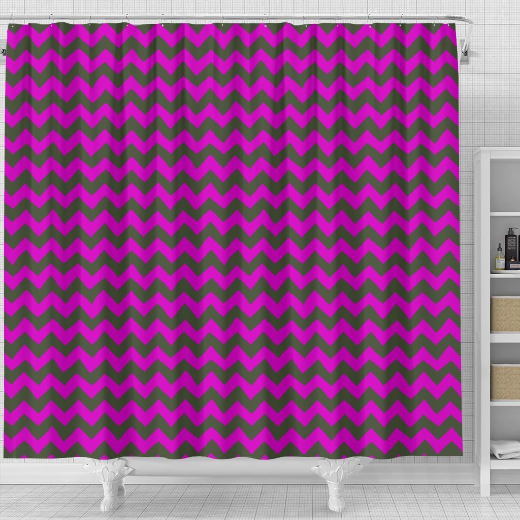 Zig Zag Purple Pattern Print Bathroom Shower Curtain-grizzshop